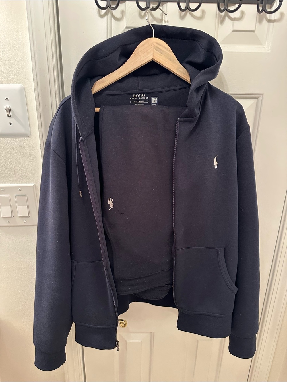 Ralph Lauren Navy Zip-Up Hoodie Sweater with Double-Knit Jogger Pant